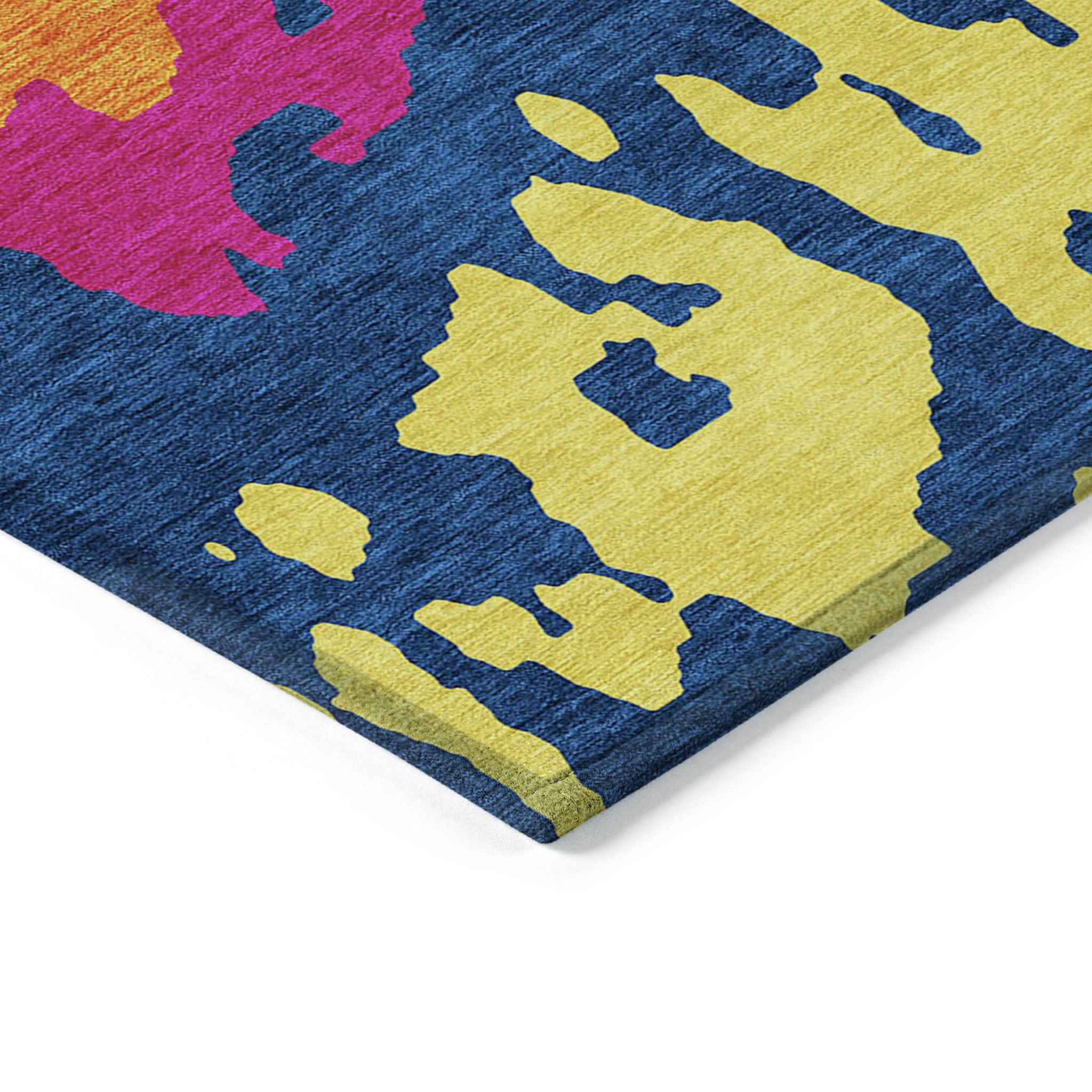 10' X 14' Pink Orange And Blue Abstract Washable Indoor Outdoor Area Rug