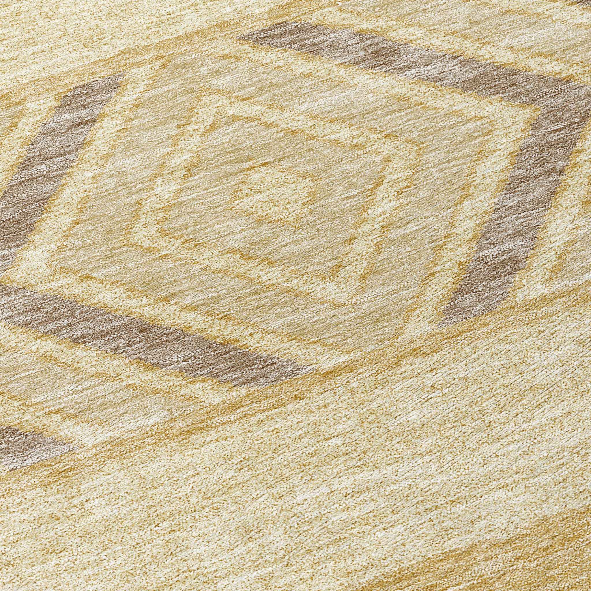 8' Gold Taupe And Beige Round Southwestern Washable Indoor Outdoor Area Rug