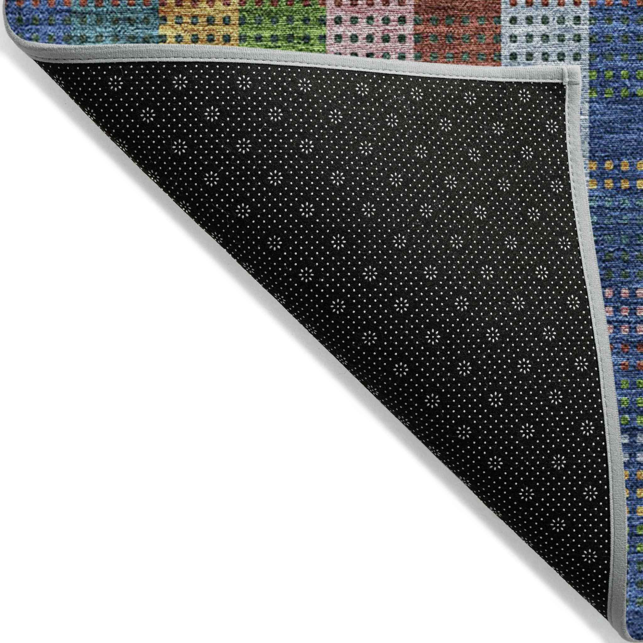 10' X 14' Navy Blue Pink And Sage Plaid Washable Indoor Outdoor Area Rug