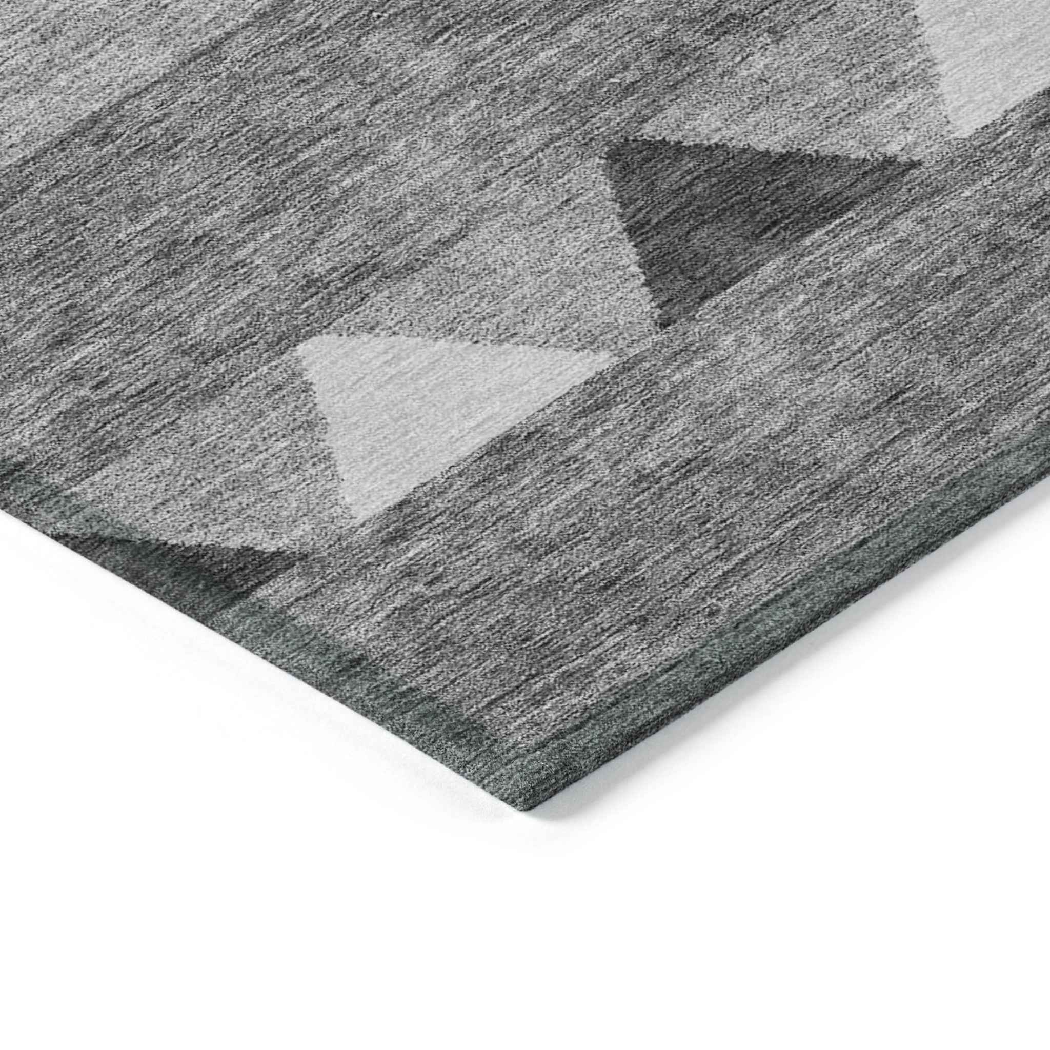 8' X 10' Gray Charcoal And Silver Southwestern Washable Indoor Outdoor Area Rug