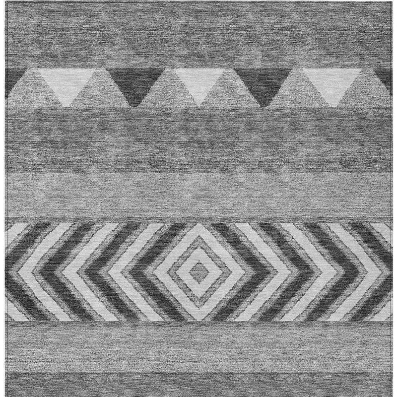 8' X 10' Gray Charcoal And Silver Southwestern Washable Indoor Outdoor Area Rug