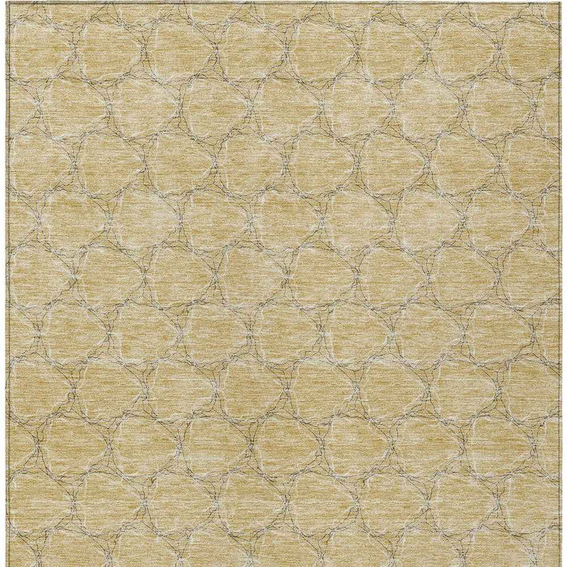 9' X 12' Wheat And Gray Geometric Washable Indoor Outdoor Area Rug