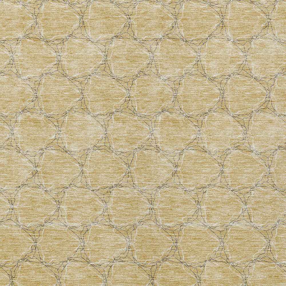 9' X 12' Wheat And Gray Geometric Washable Indoor Outdoor Area Rug