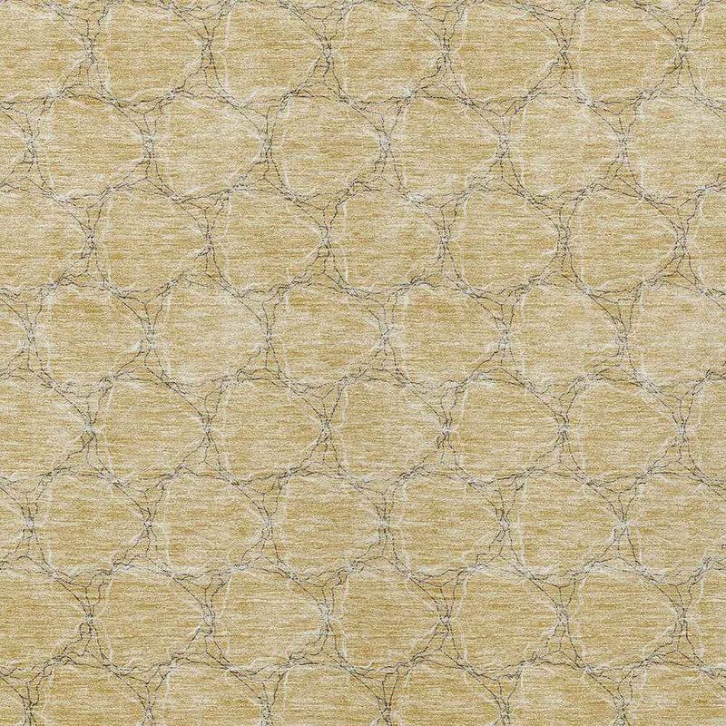 9' X 12' Wheat And Gray Geometric Washable Indoor Outdoor Area Rug