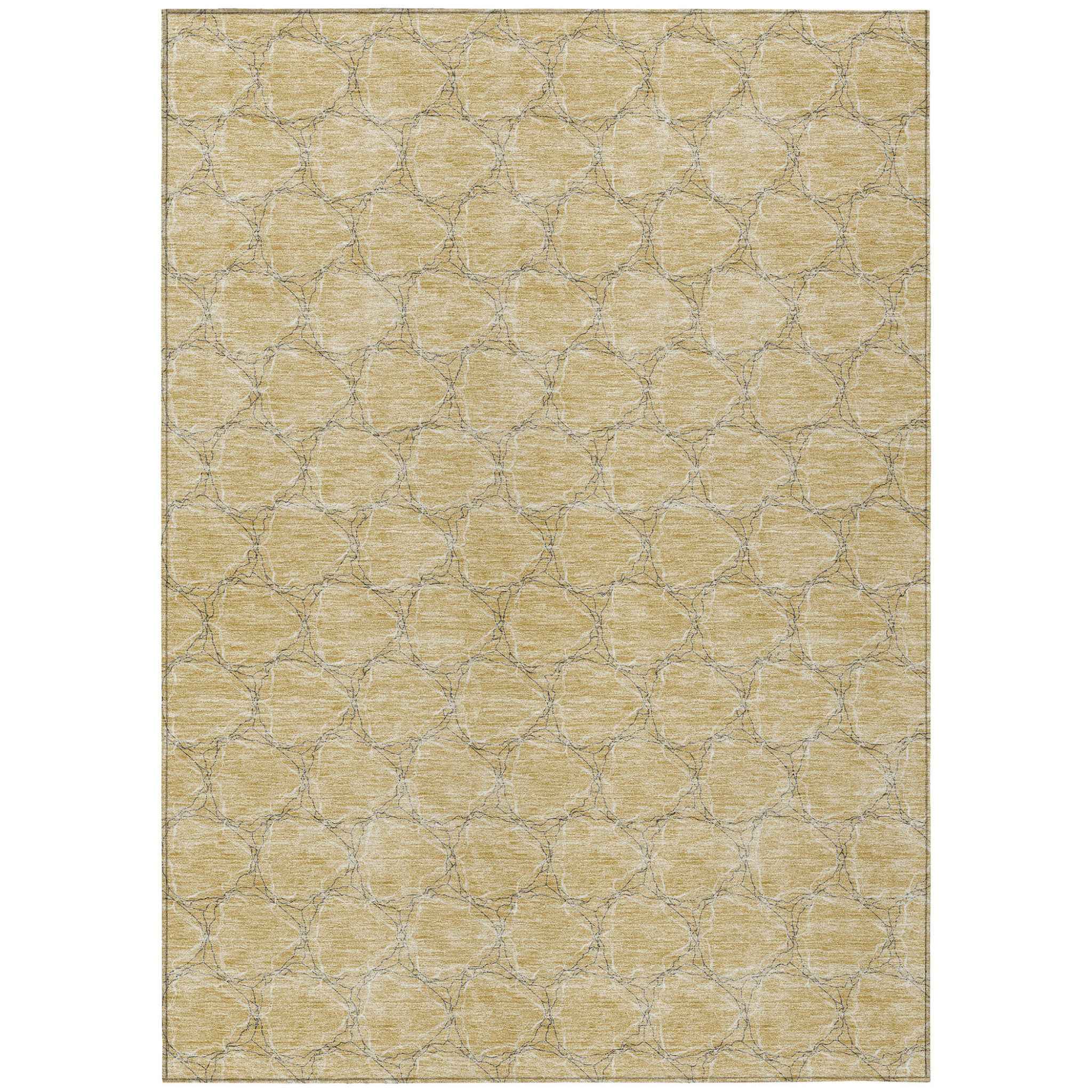 9' X 12' Wheat And Gray Geometric Washable Indoor Outdoor Area Rug