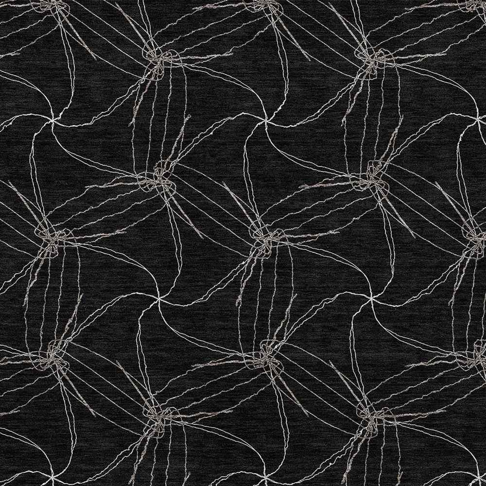 3' X 5' Black And Ivory Geometric Washable Indoor Outdoor Area Rug