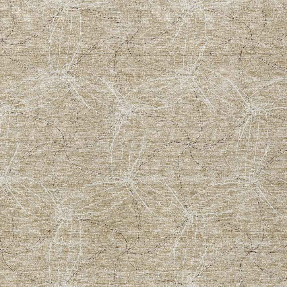 10' X 14' Beige And Ivory Geometric Washable Indoor Outdoor Area Rug
