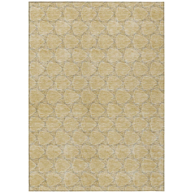 10' X 14' Wheat And Gray Geometric Washable Indoor Outdoor Area Rug