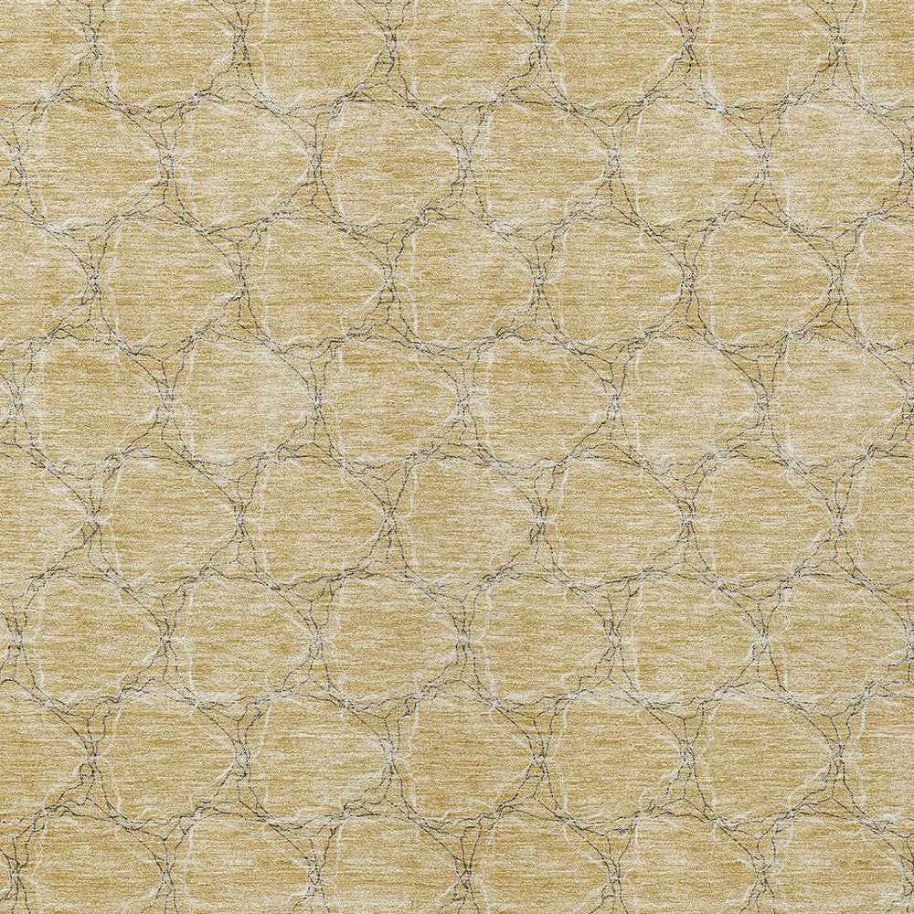 10' X 14' Wheat And Gray Geometric Washable Indoor Outdoor Area Rug