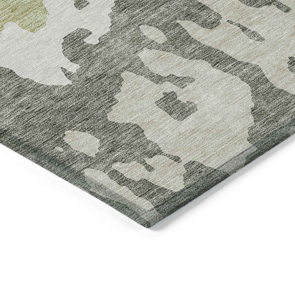 5' X 8' Sage And Ivory Abstract Washable Indoor Outdoor Area Rug