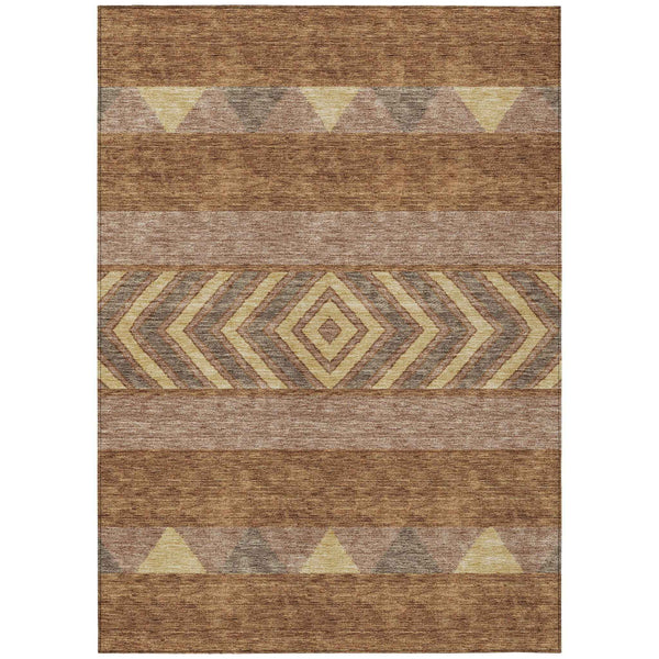 5' X 8' Orange Wheat And Taupe Southwestern Washable Indoor Outdoor Area Rug