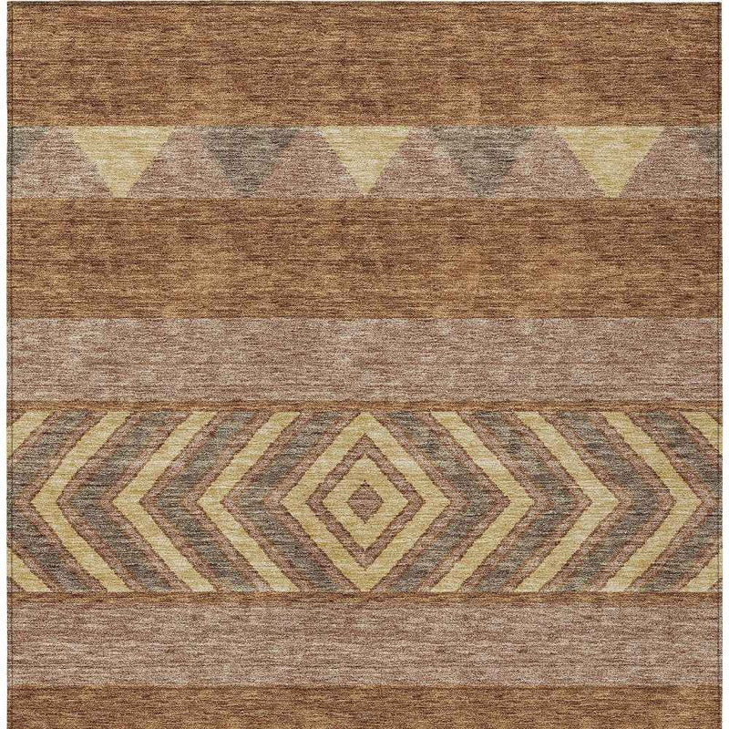 5' X 8' Orange Wheat And Taupe Southwestern Washable Indoor Outdoor Area Rug