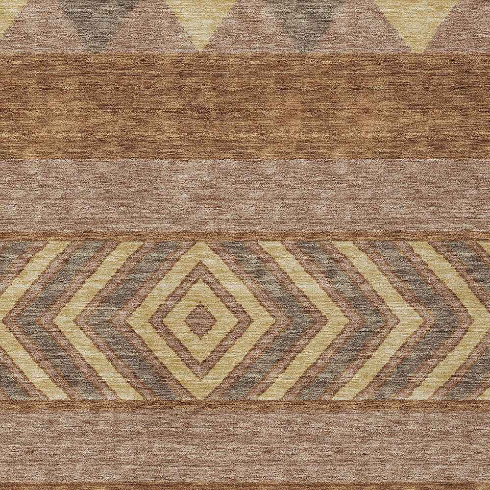5' X 8' Orange Wheat And Taupe Southwestern Washable Indoor Outdoor Area Rug