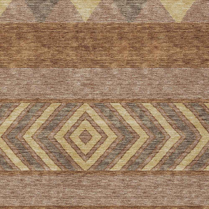 5' X 8' Orange Wheat And Taupe Southwestern Washable Indoor Outdoor Area Rug