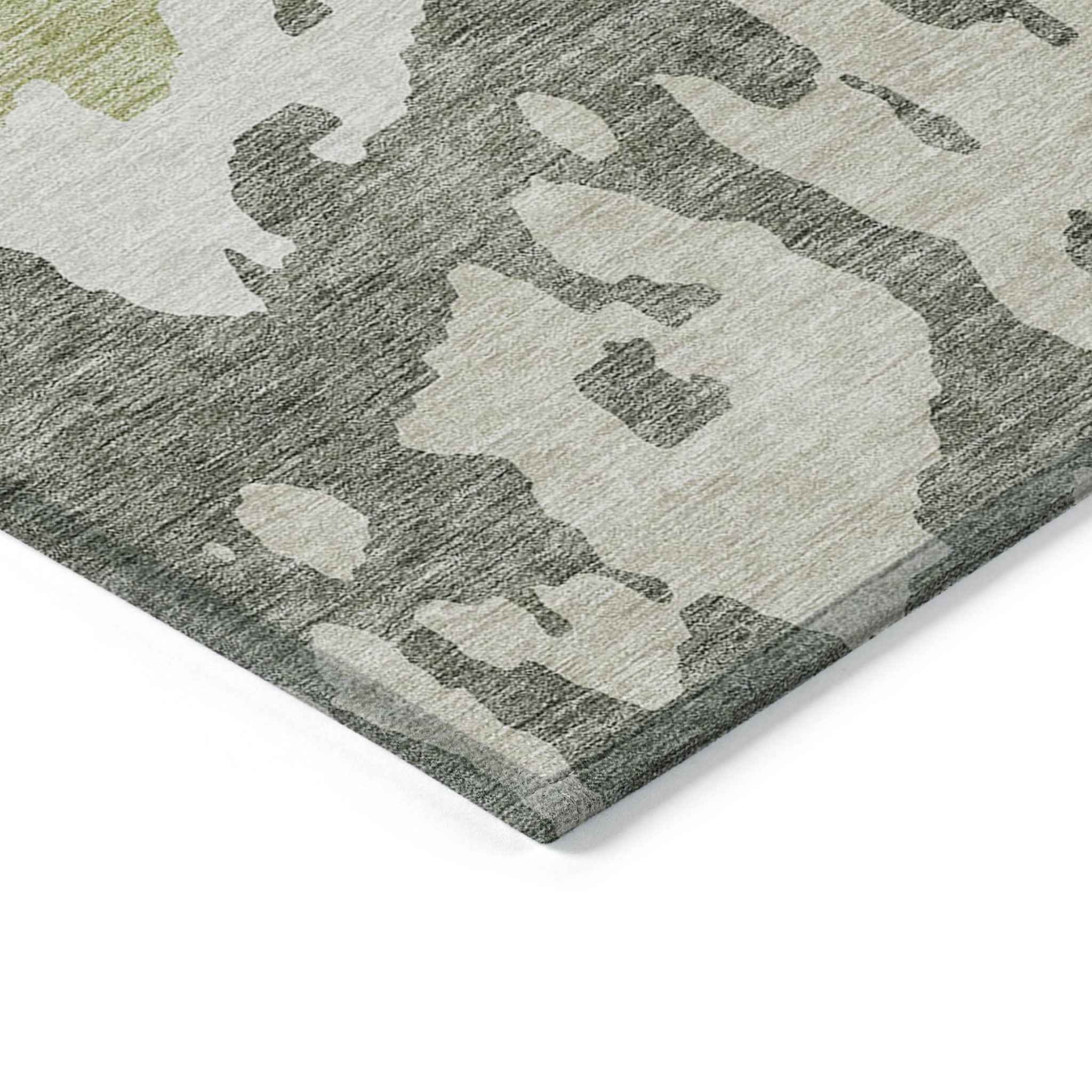 8' X 10' Sage And Ivory Abstract Washable Indoor Outdoor Area Rug
