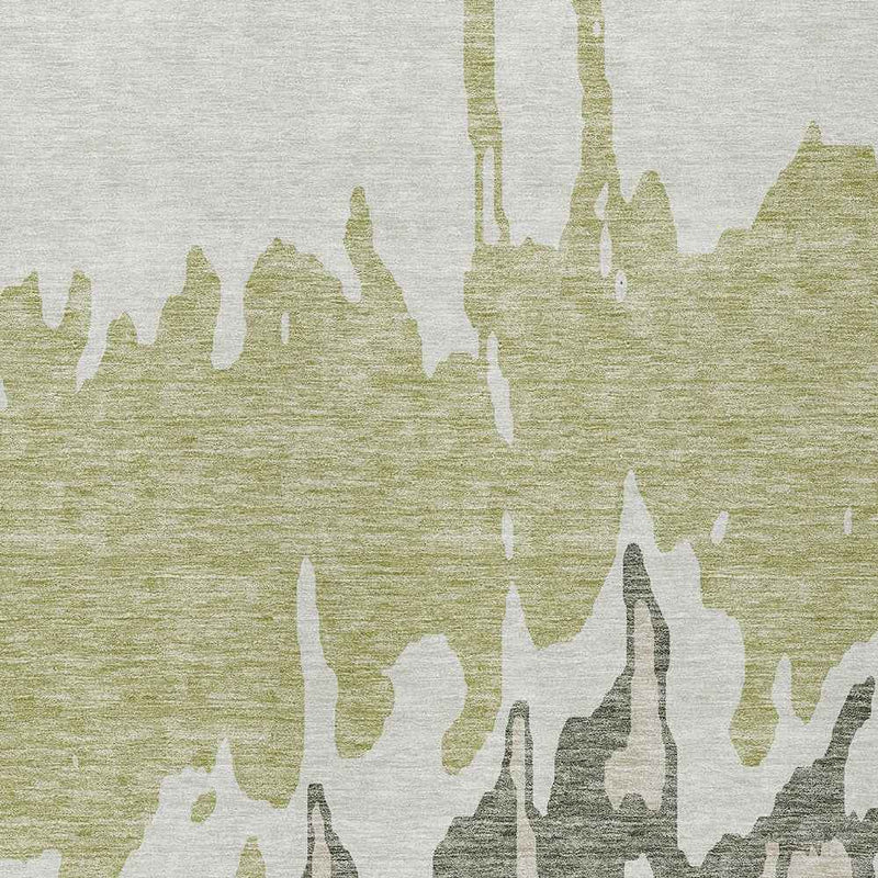 8' X 10' Sage And Ivory Abstract Washable Indoor Outdoor Area Rug