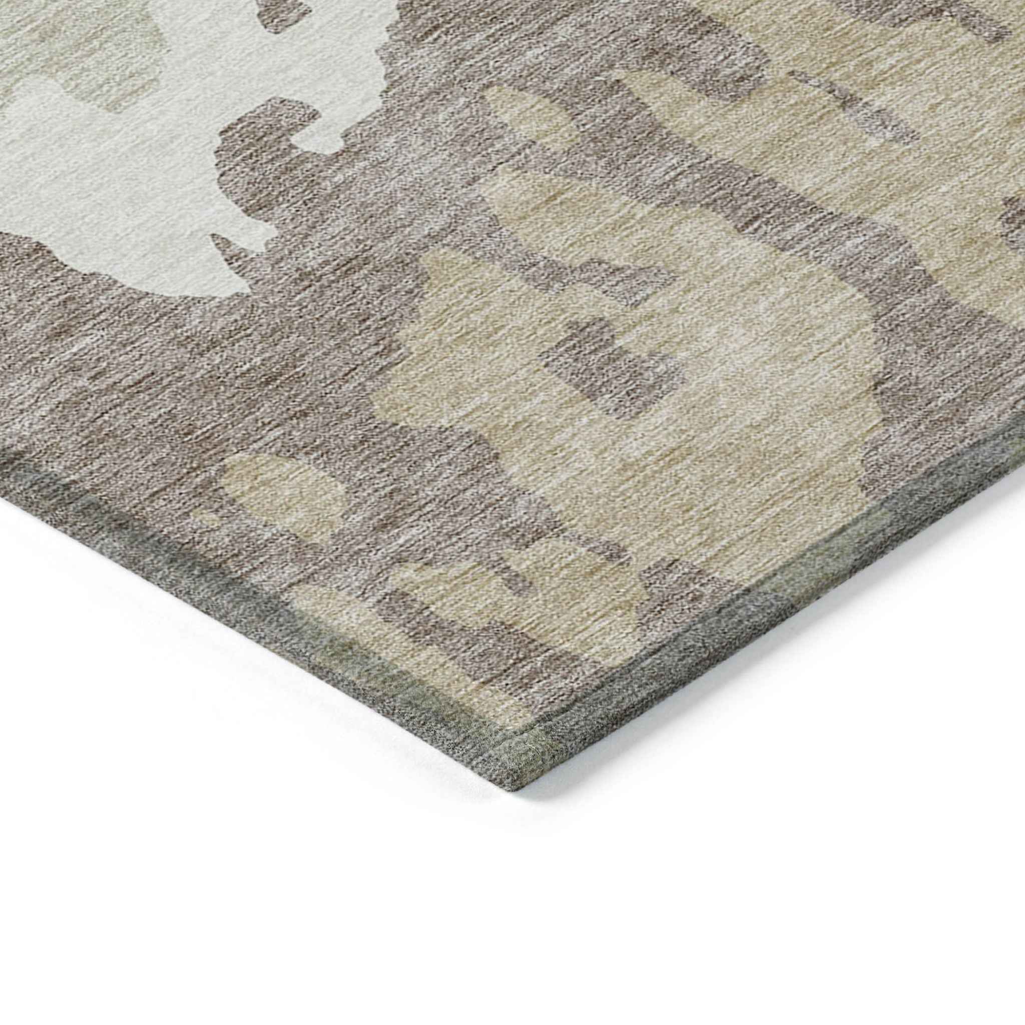 8' X 10' Ivory And Beige Abstract Washable Indoor Outdoor Area Rug