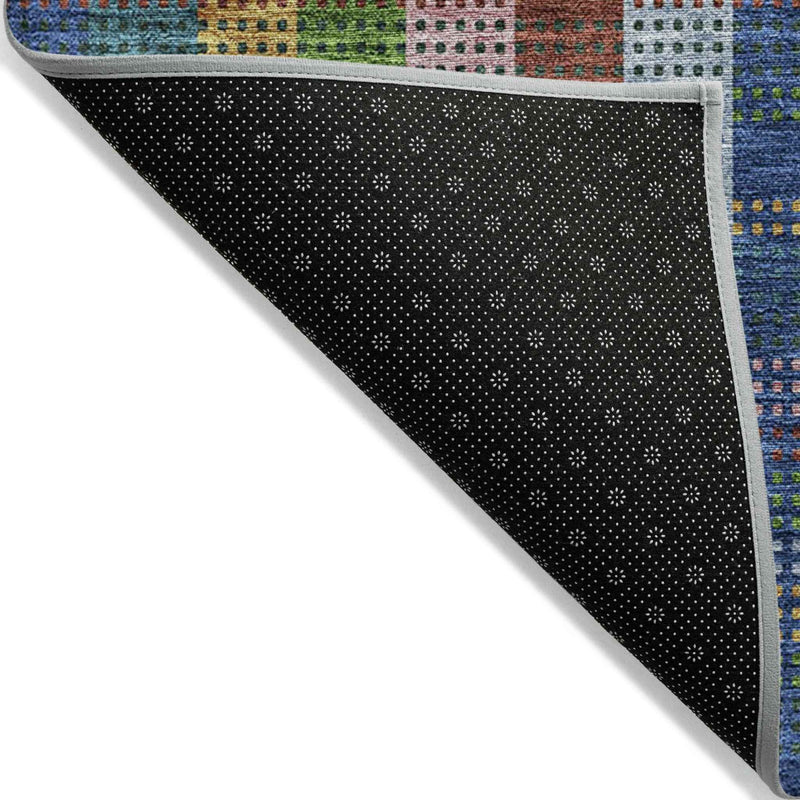 3' X 5' Navy Blue Pink And Sage Plaid Washable Indoor Outdoor Area Rug