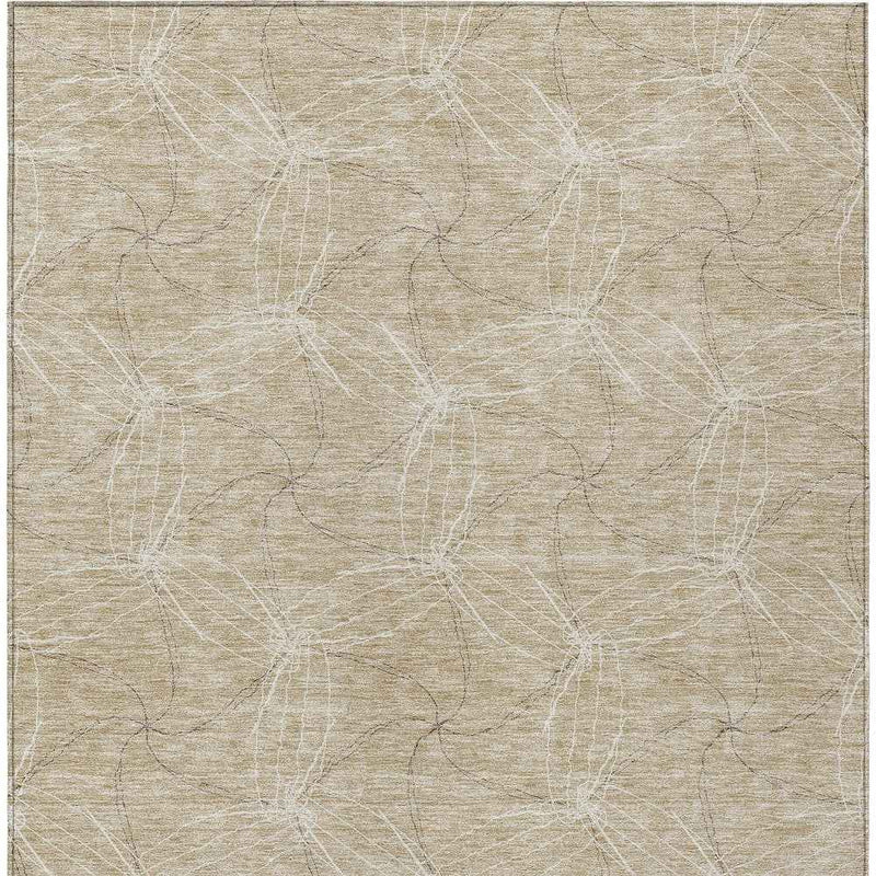 5' X 8' Beige And Ivory Geometric Washable Indoor Outdoor Area Rug