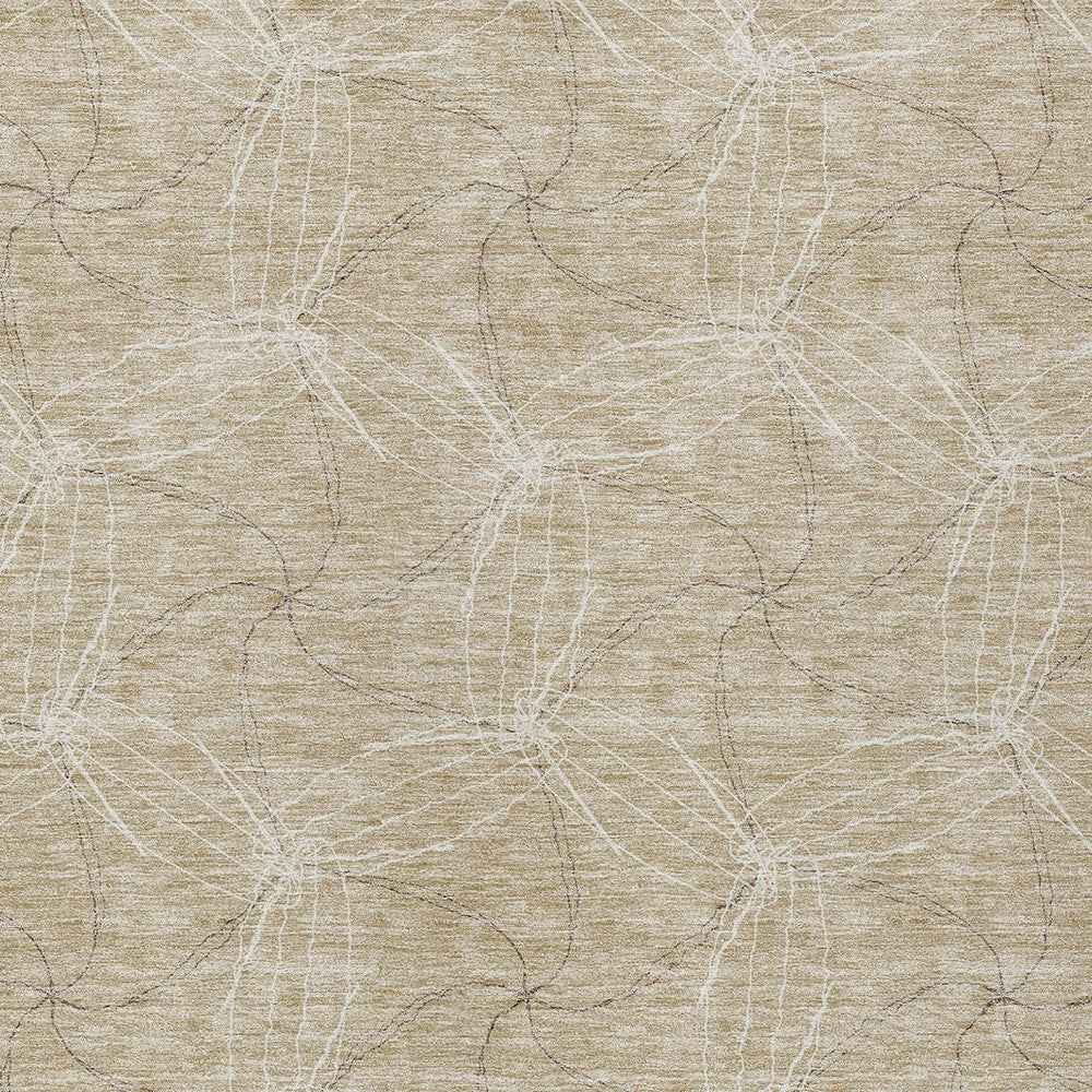 5' X 8' Beige And Ivory Geometric Washable Indoor Outdoor Area Rug