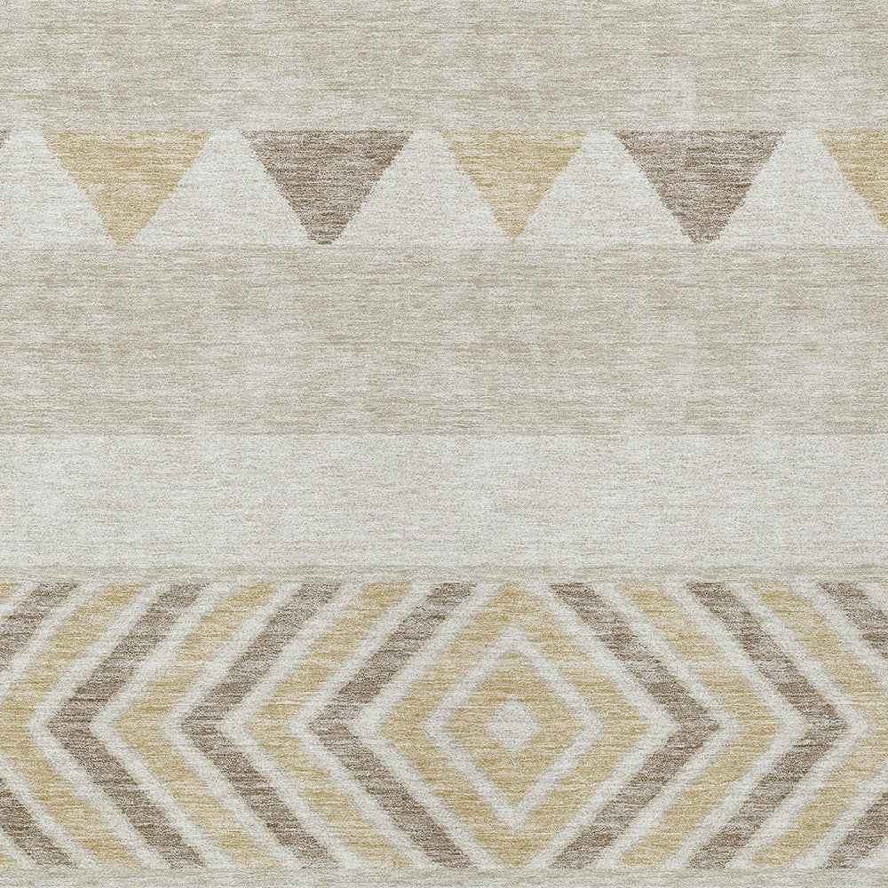 8' X 10' Beige Ivory And Taupe Southwestern Washable Indoor Outdoor Area Rug