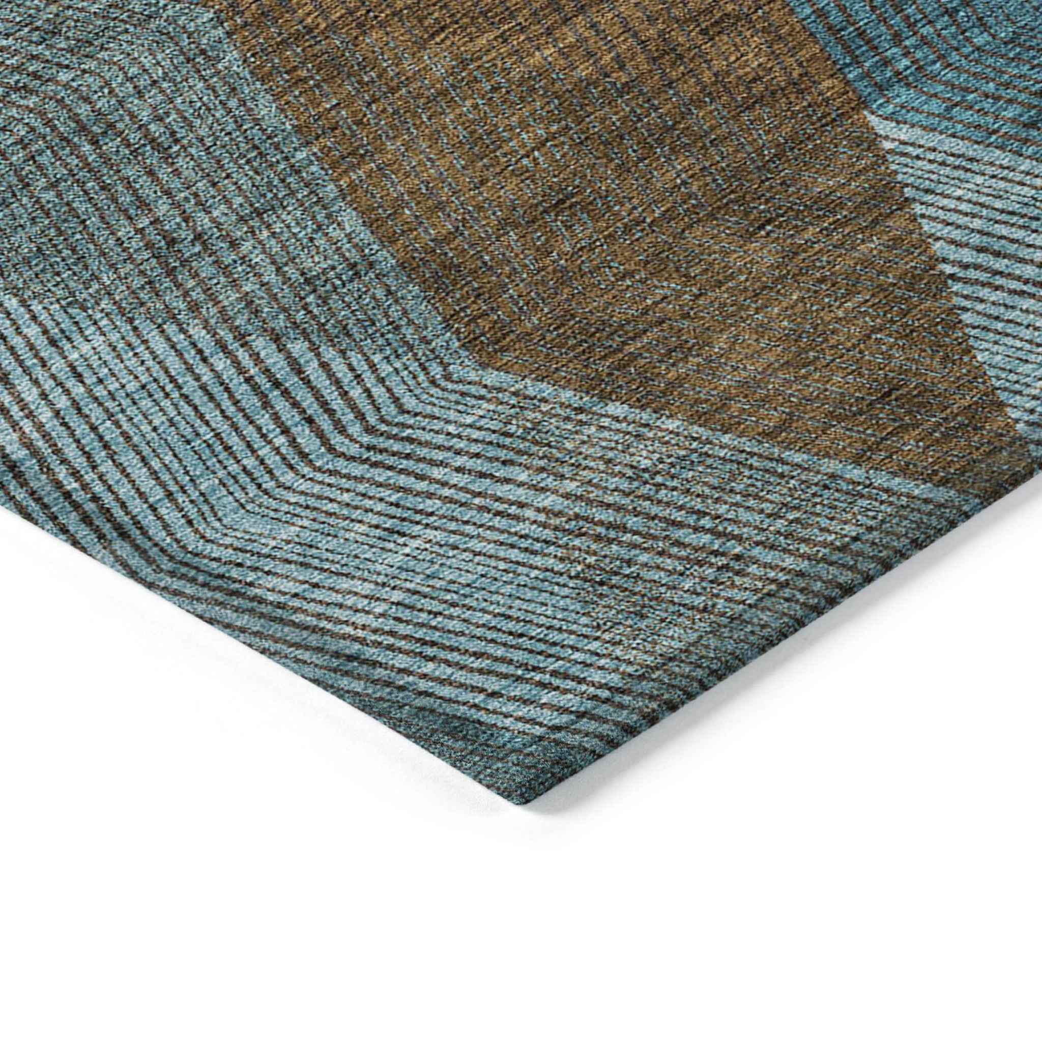5' X 8' Teal Blue Aqua And Brown Argyle Washable Indoor Outdoor Area Rug