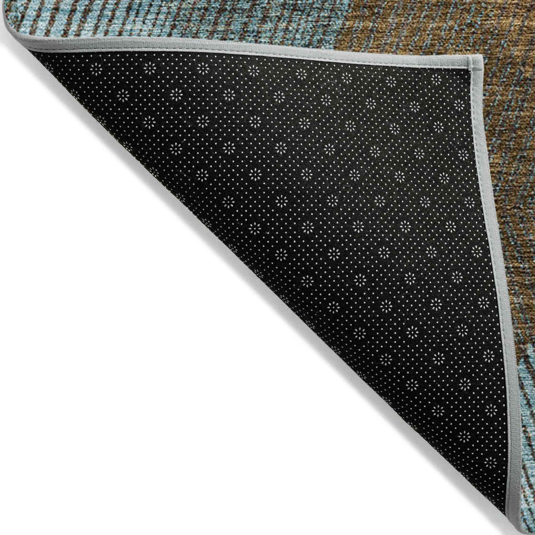 5' X 8' Teal Blue Aqua And Brown Argyle Washable Indoor Outdoor Area Rug