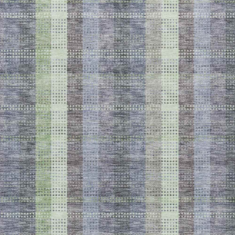 10' X 14' Pewter Gray And Mint Green Plaid Washable Indoor Outdoor Area Rug