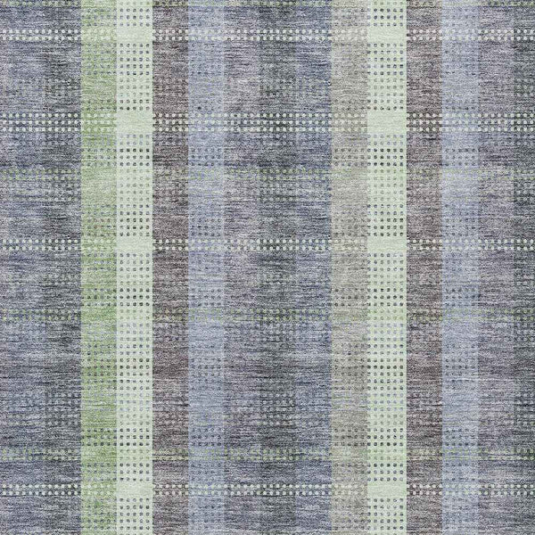 10' X 14' Pewter Gray And Mint Green Plaid Washable Indoor Outdoor Area Rug