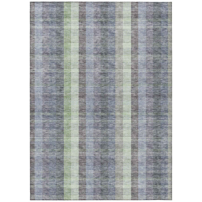 10' X 14' Pewter Gray And Mint Green Plaid Washable Indoor Outdoor Area Rug
