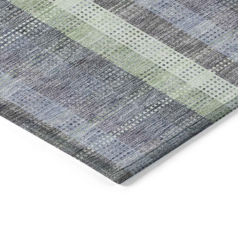 10' X 14' Pewter Gray And Mint Green Plaid Washable Indoor Outdoor Area Rug