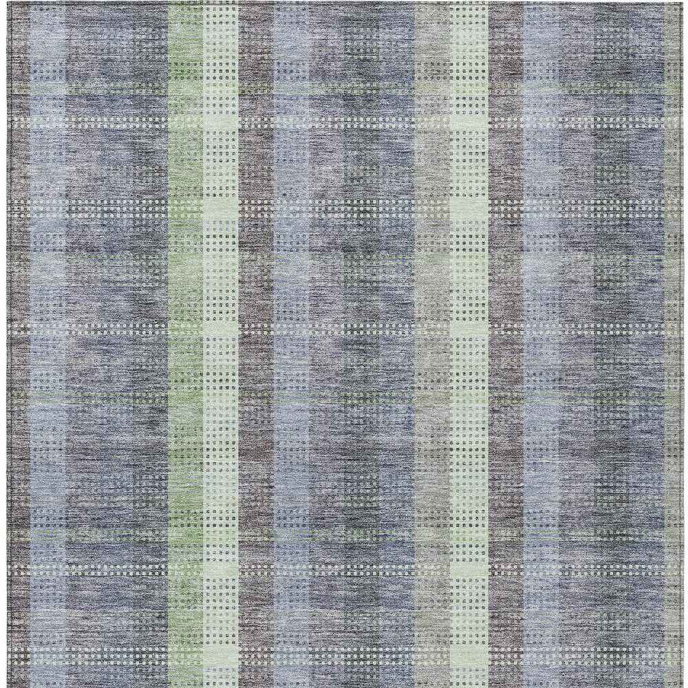 10' X 14' Pewter Gray And Mint Green Plaid Washable Indoor Outdoor Area Rug