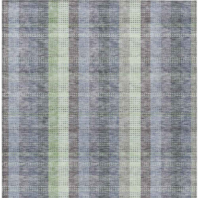 10' X 14' Pewter Gray And Mint Green Plaid Washable Indoor Outdoor Area Rug