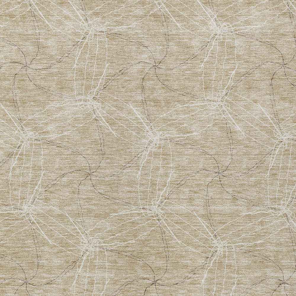 8' X 10' Beige And Ivory Geometric Washable Indoor Outdoor Area Rug