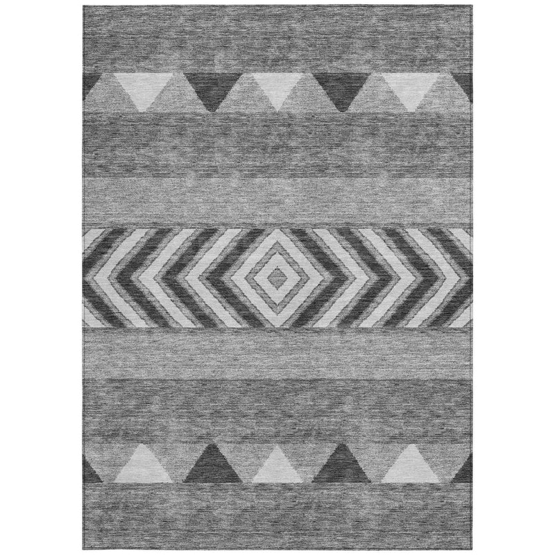 10' X 14' Gray Charcoal And Silver Southwestern Washable Indoor Outdoor Area Rug