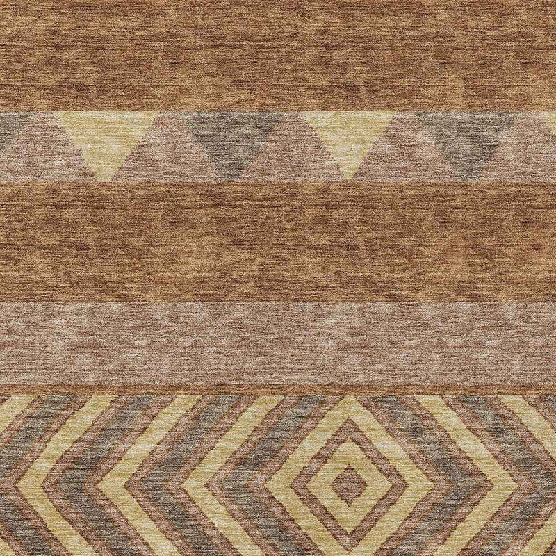 9' X 12' Orange Wheat And Taupe Southwestern Washable Indoor Outdoor Area Rug
