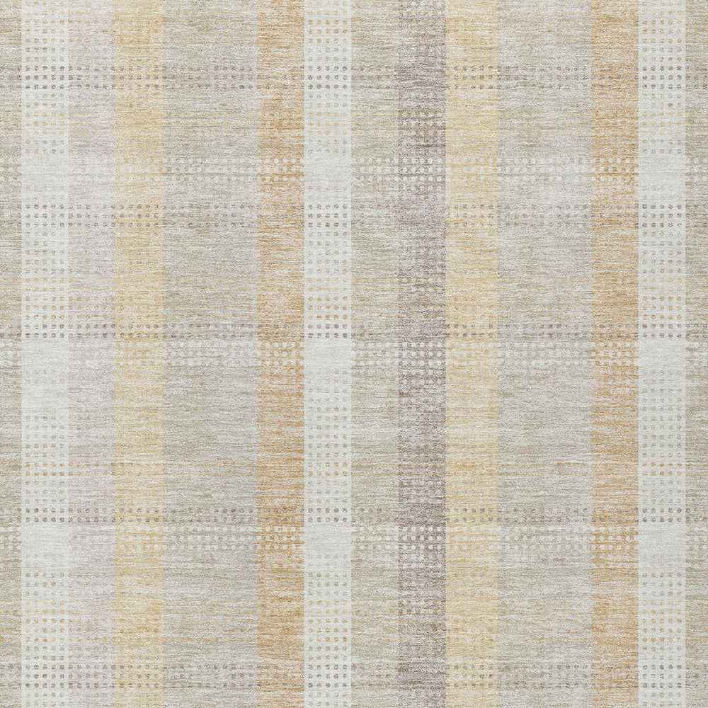 8' X 10' Ivory Beige And Tan Plaid Washable Indoor Outdoor Area Rug