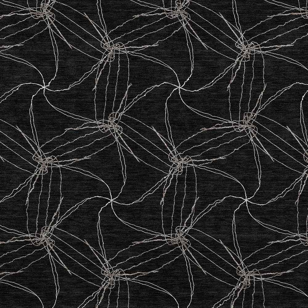 10' X 14' Black And Ivory Geometric Washable Indoor Outdoor Area Rug