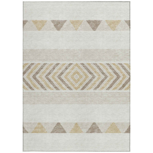 9' X 12' Ivory Beige And Taupe Southwestern Washable Indoor Outdoor Area Rug