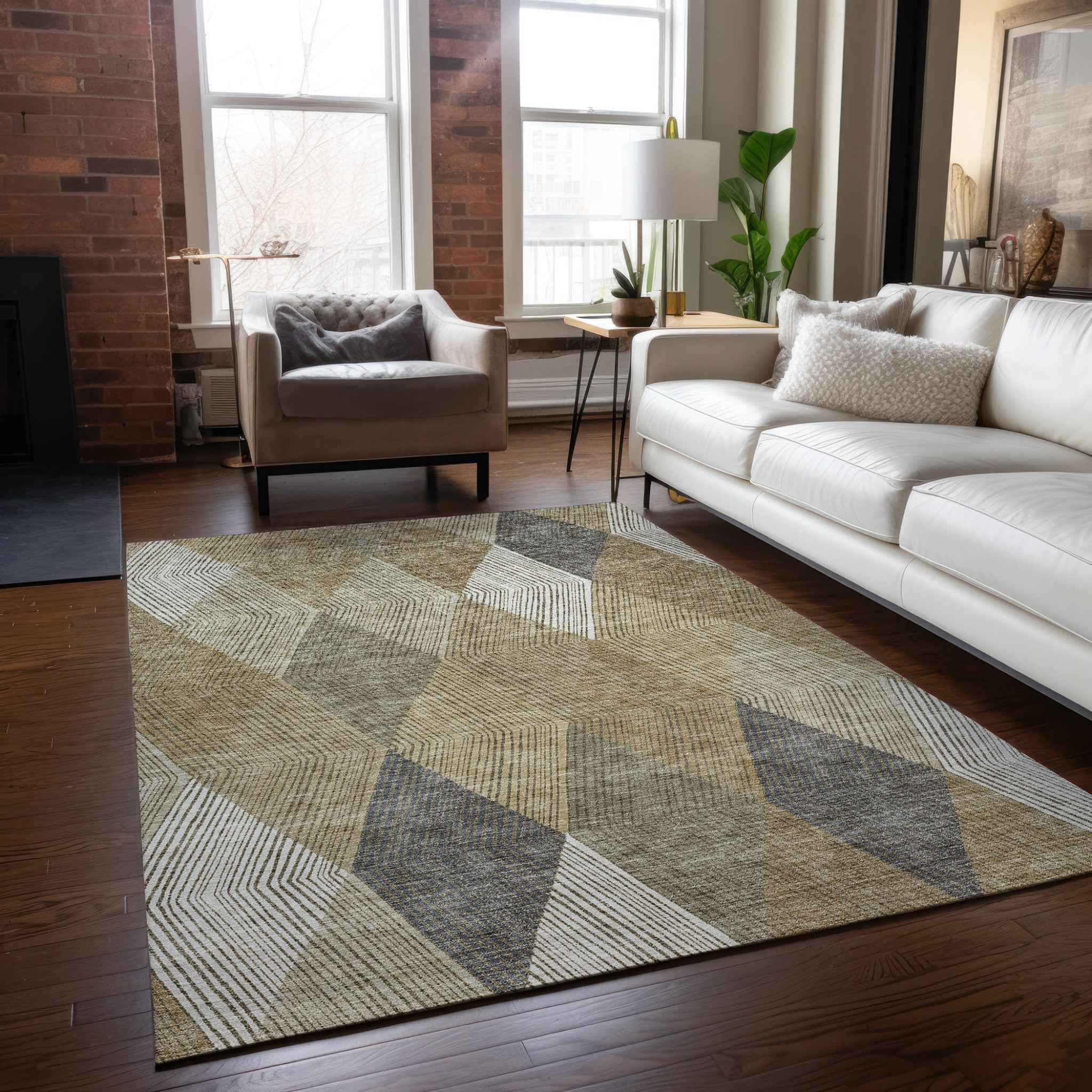 9' X 12' Wheat Taupe And Ivory Argyle Washable Indoor Outdoor Area Rug
