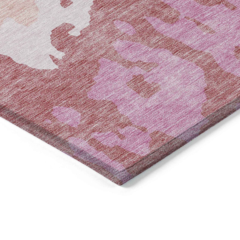 5' X 8' Blush And Pink Abstract Washable Indoor Outdoor Area Rug