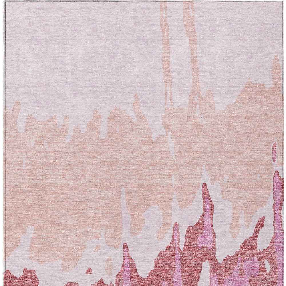 5' X 8' Blush And Pink Abstract Washable Indoor Outdoor Area Rug