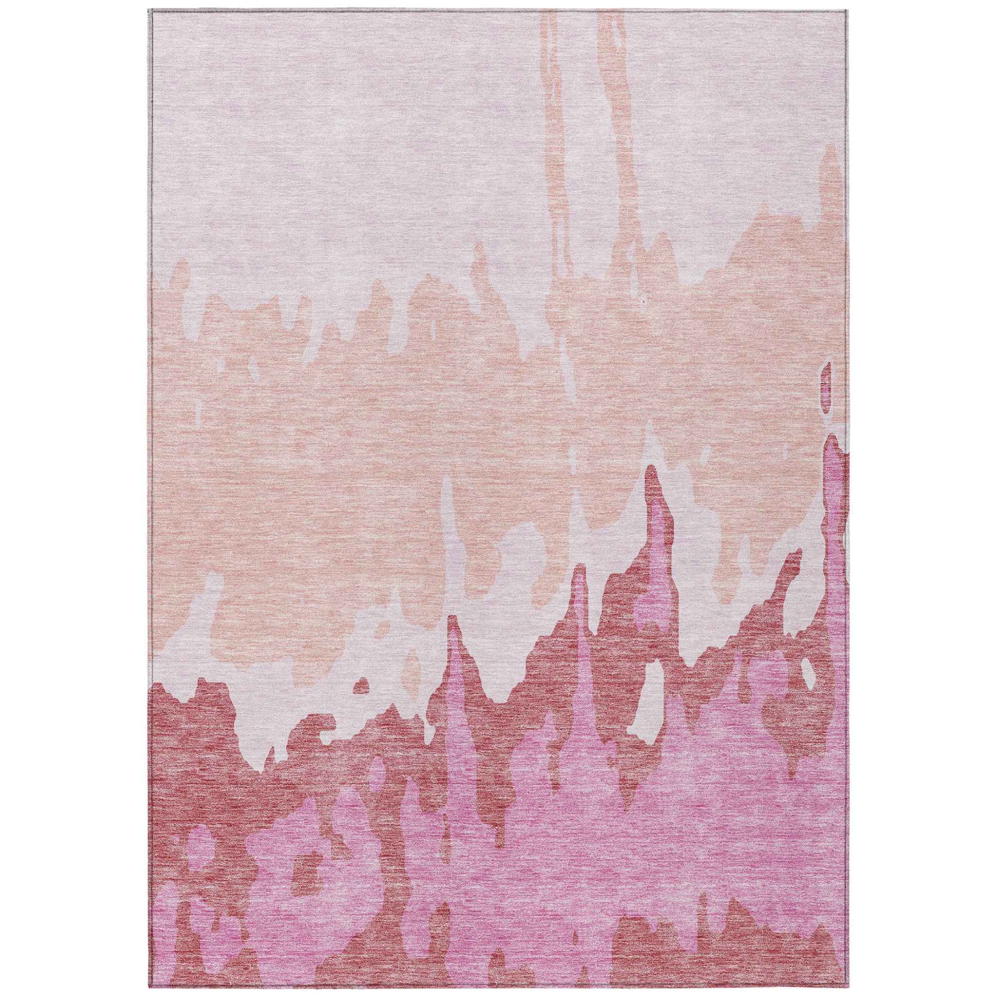 5' X 8' Blush And Pink Abstract Washable Indoor Outdoor Area Rug