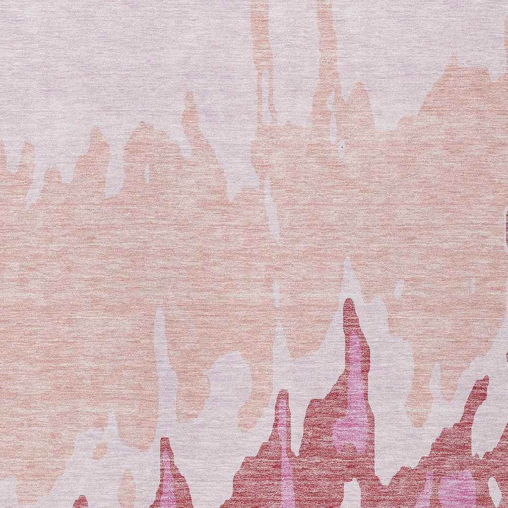 3' X 5' Blush And Pink Abstract Washable Indoor Outdoor Area Rug