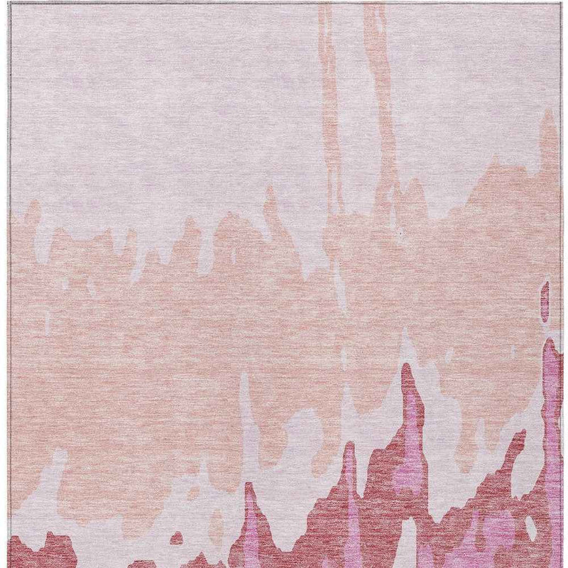 3' X 5' Blush And Pink Abstract Washable Indoor Outdoor Area Rug