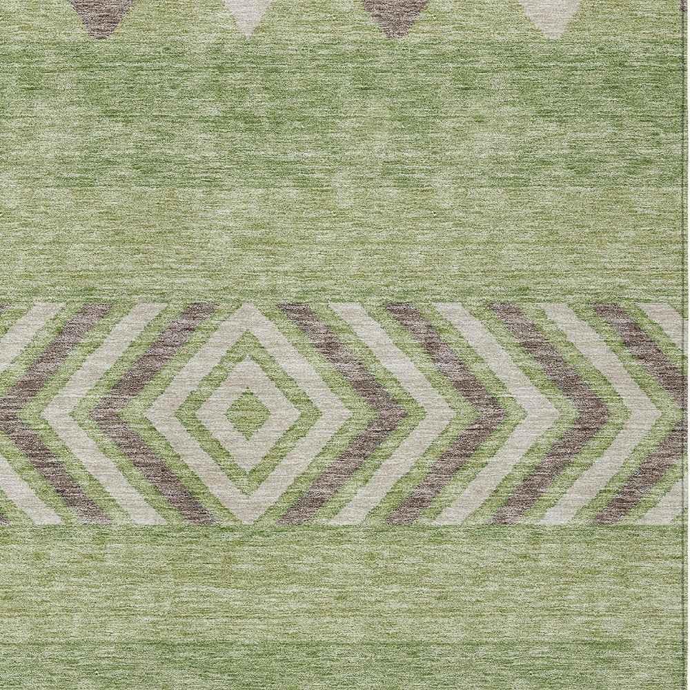 10' X 14' Green Taupe And Ivory Southwestern Washable Indoor Outdoor Area Rug