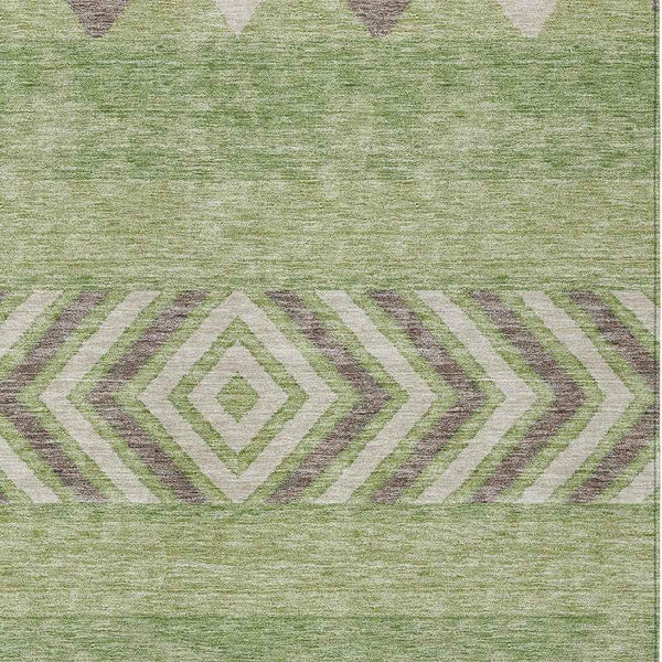 10' X 14' Green Taupe And Ivory Southwestern Washable Indoor Outdoor Area Rug