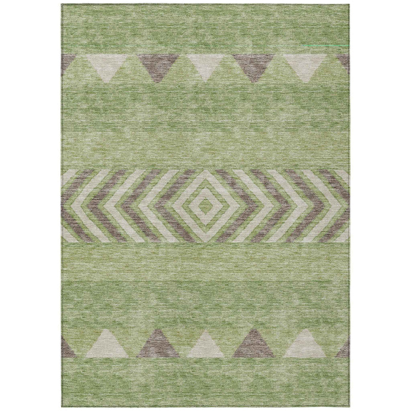 10' X 14' Green Taupe And Ivory Southwestern Washable Indoor Outdoor Area Rug