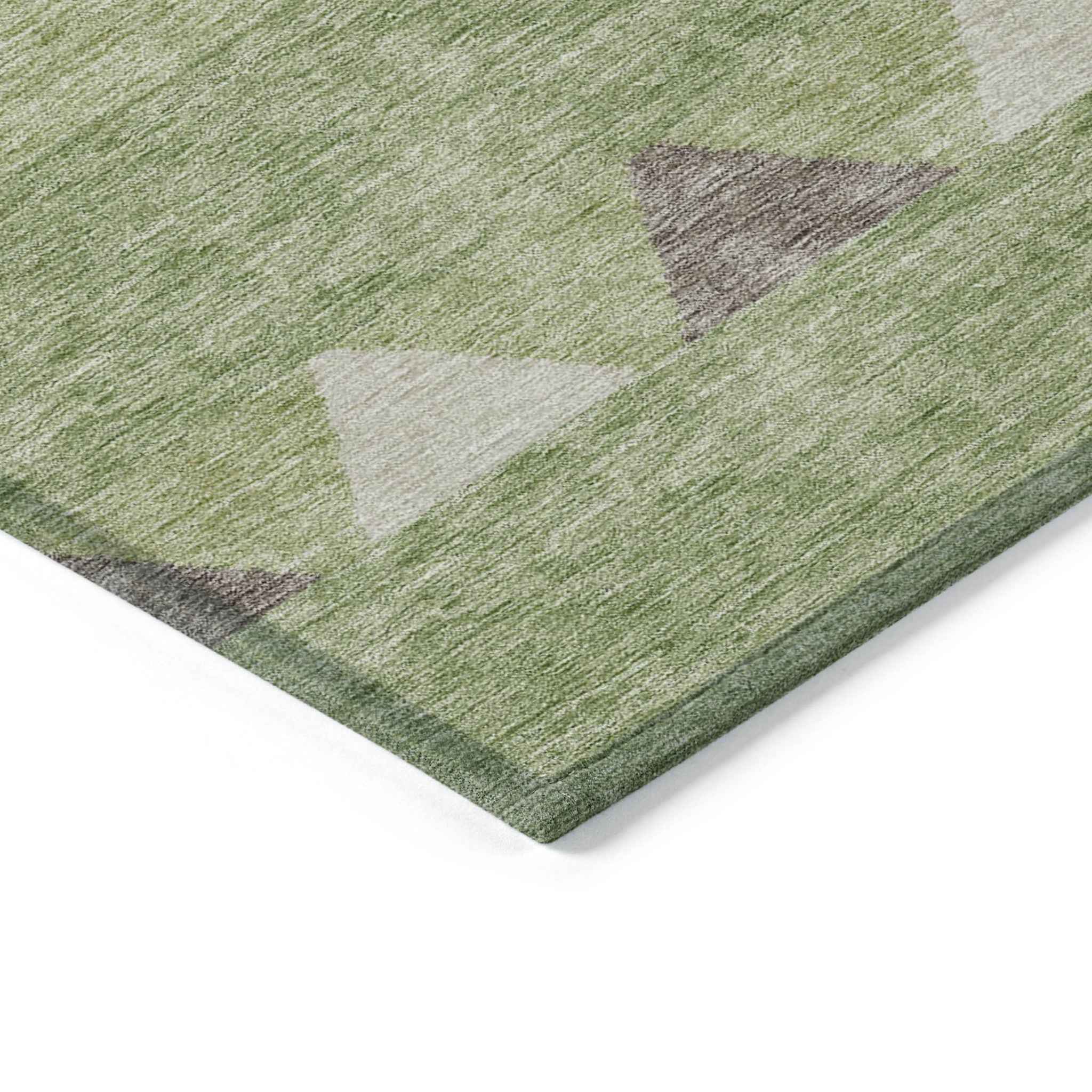 10' X 14' Green Taupe And Ivory Southwestern Washable Indoor Outdoor Area Rug