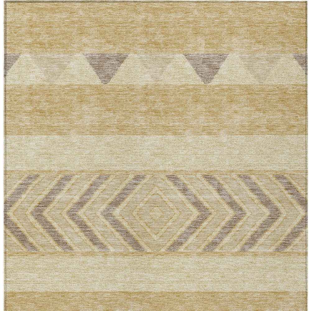 8' X 10' Gold Taupe And Beige Southwestern Washable Indoor Outdoor Area Rug